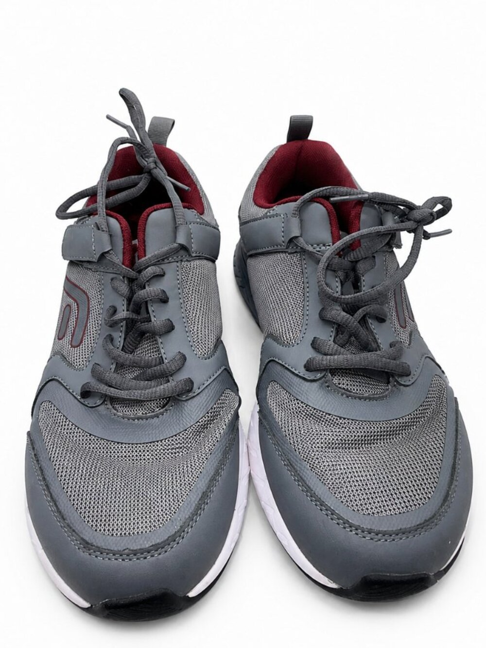 FitVille Women’s 8.5 Wide Gray Burgundy Walking Athletic Sneakers